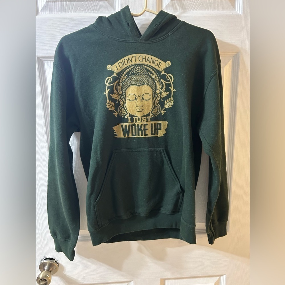 Hunter Green Woke Up Hoodie Small
